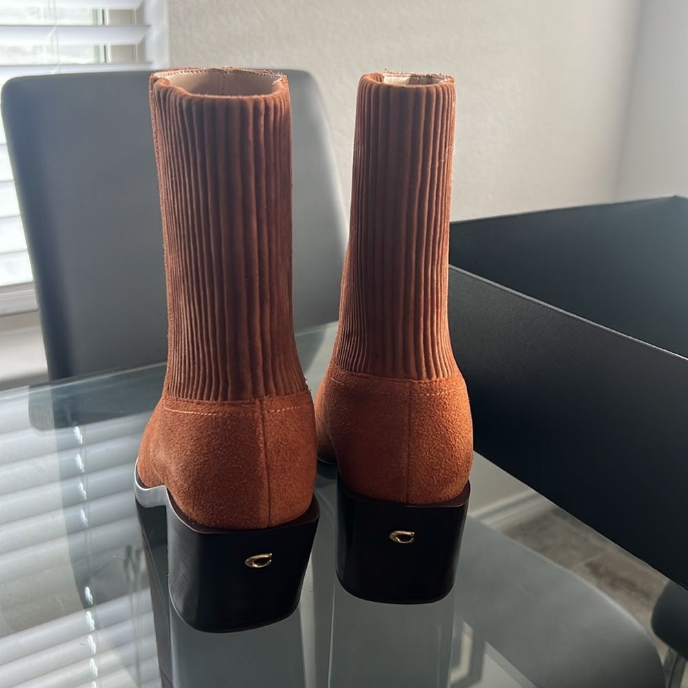 COACH Prestyn Ankle Booties Burnished Amber, Leather Suede, New, Size 9 - Picture 10 of 16